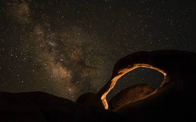 星夜下的褐色岩层